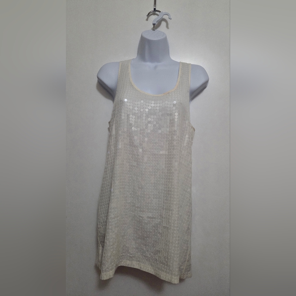 Ann Taylor Off White Sequin Tank Top Size 4 NWT